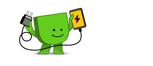 EDje-mascotte-energiedirect-met-telefoon-en-lader-in-de-hand